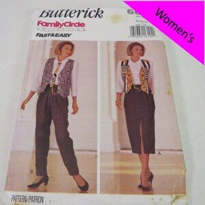 butterick 6682 vest, necktie, shirt, pants, skirt  UNCUT EASY sewing pattern